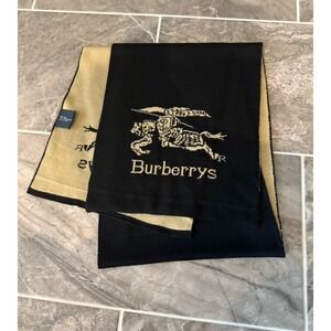 Vintage Burberry Wool Cashmere Scarf Muffler Black And Brown 64"